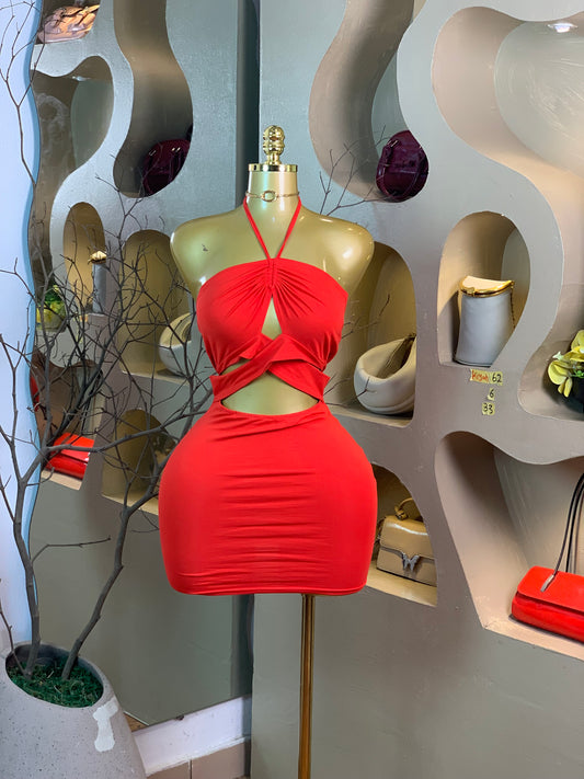 KIYAH62 SIZE6 Length33 red dress