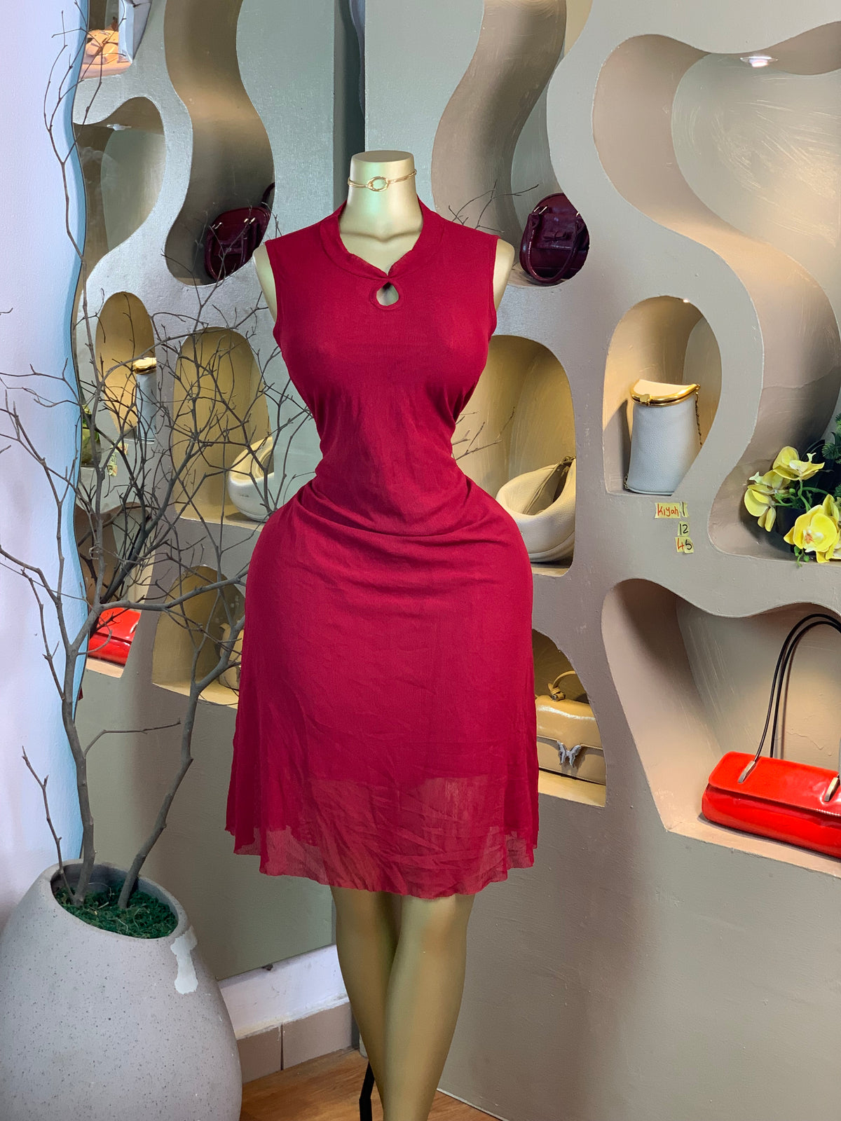 KIYAH1 SIZE12 Length45 wine dress