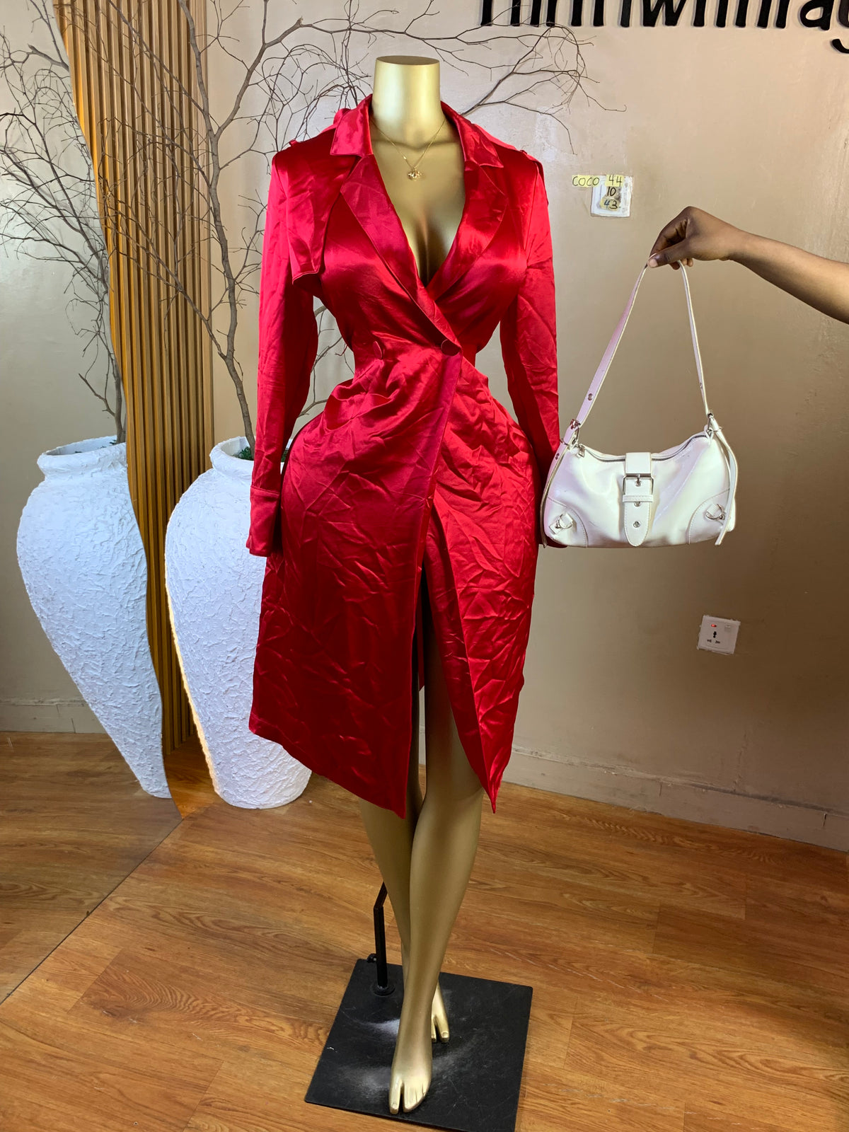 COCO44 SIZE10 Length43 red dress