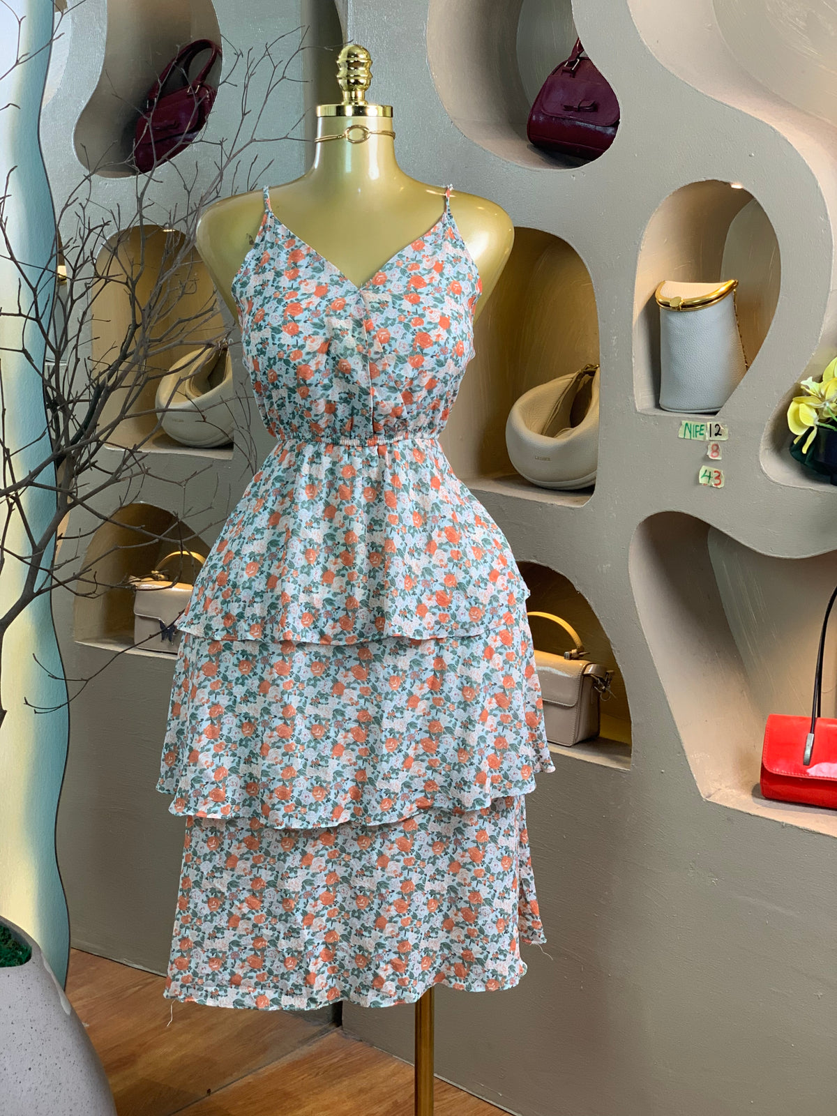NIFE12 SIZE8 Length43 floral dress
