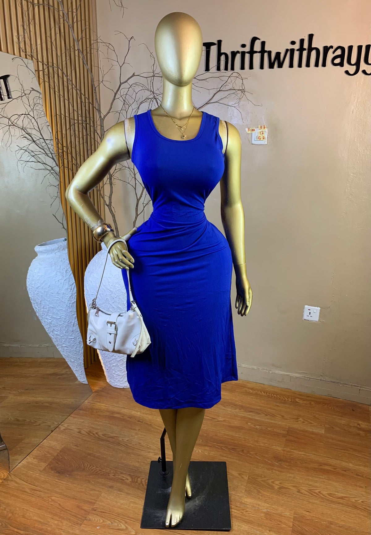 RINA37 SIZE12 Length52 blue dress