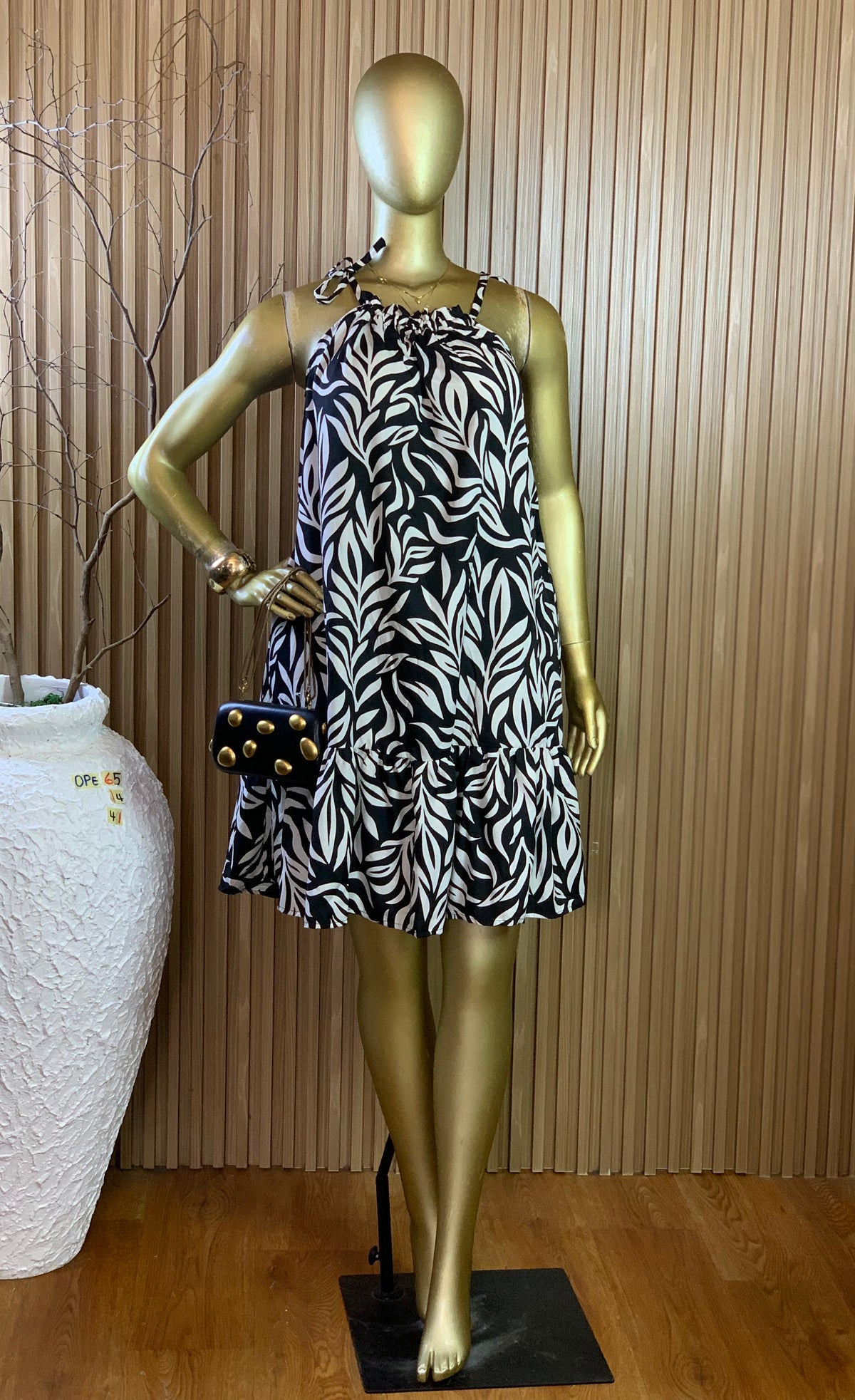 OPE65 SIZE14 Length41 white&black free dress