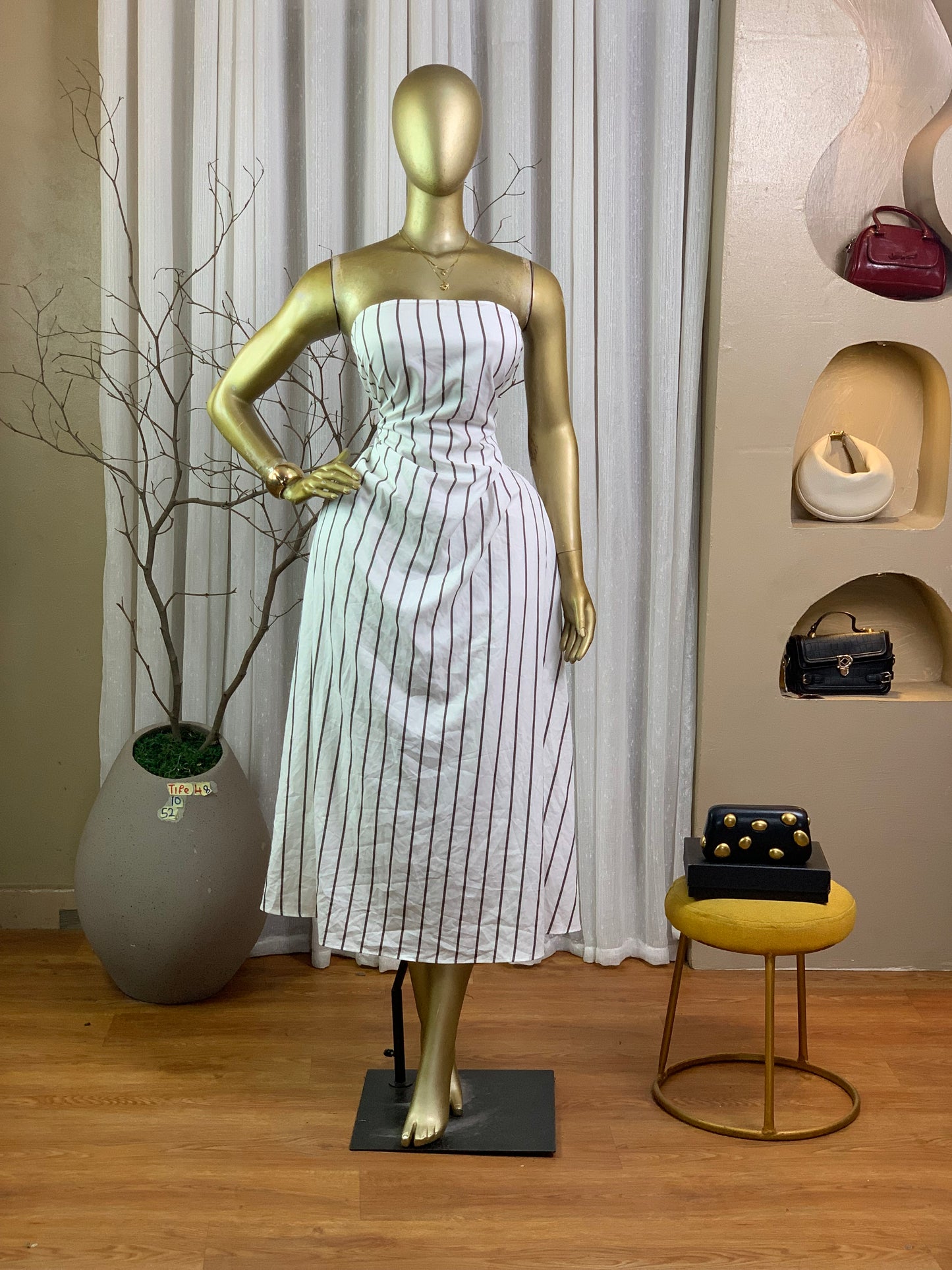 TIFE48 SIZE10 Length52 white&black tube dress