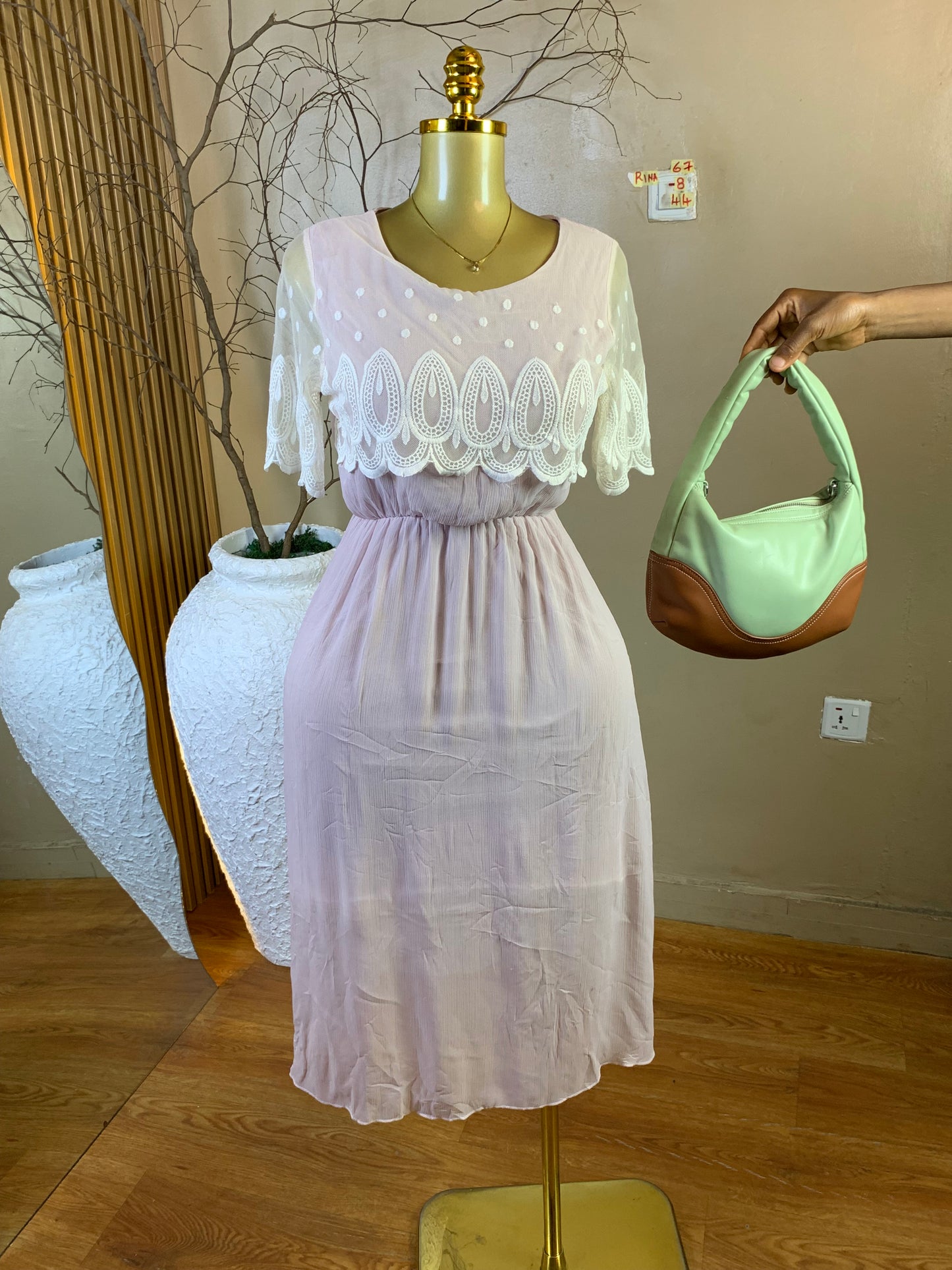 RINA67 SIZE8 Length44 chiffon dress