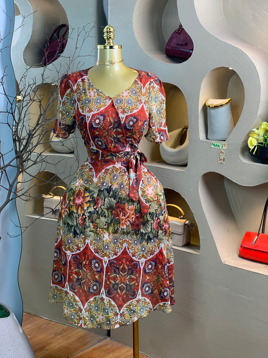 MIRA21 SIZE8 Length43 floral dress