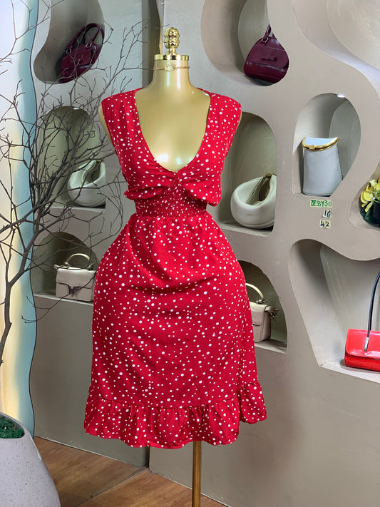 DESSY30 SIZE16 Length42 red&white dress