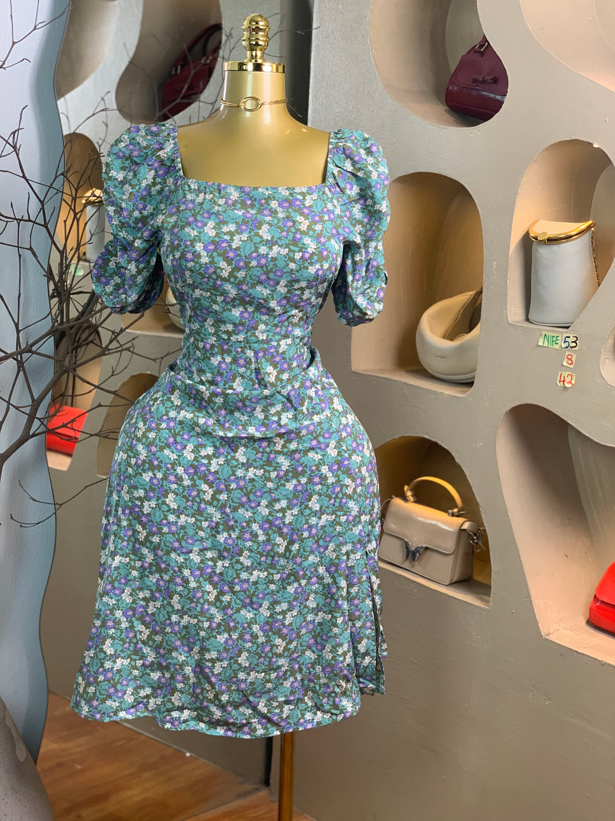 NIFE53 SIZE8 Length42 floral dress