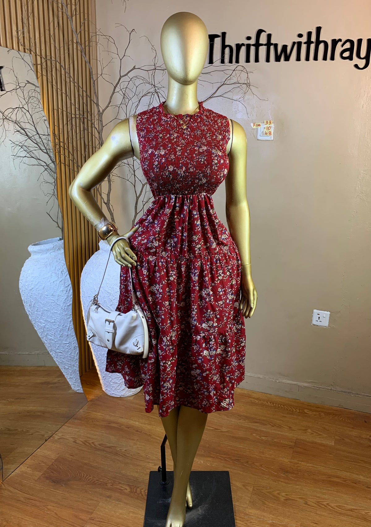 RINA33 SIZE10 Length48 floral dress
