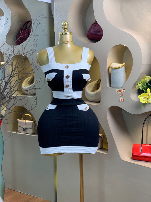VICKY7 SIZE8 Black&white DRESS Length33