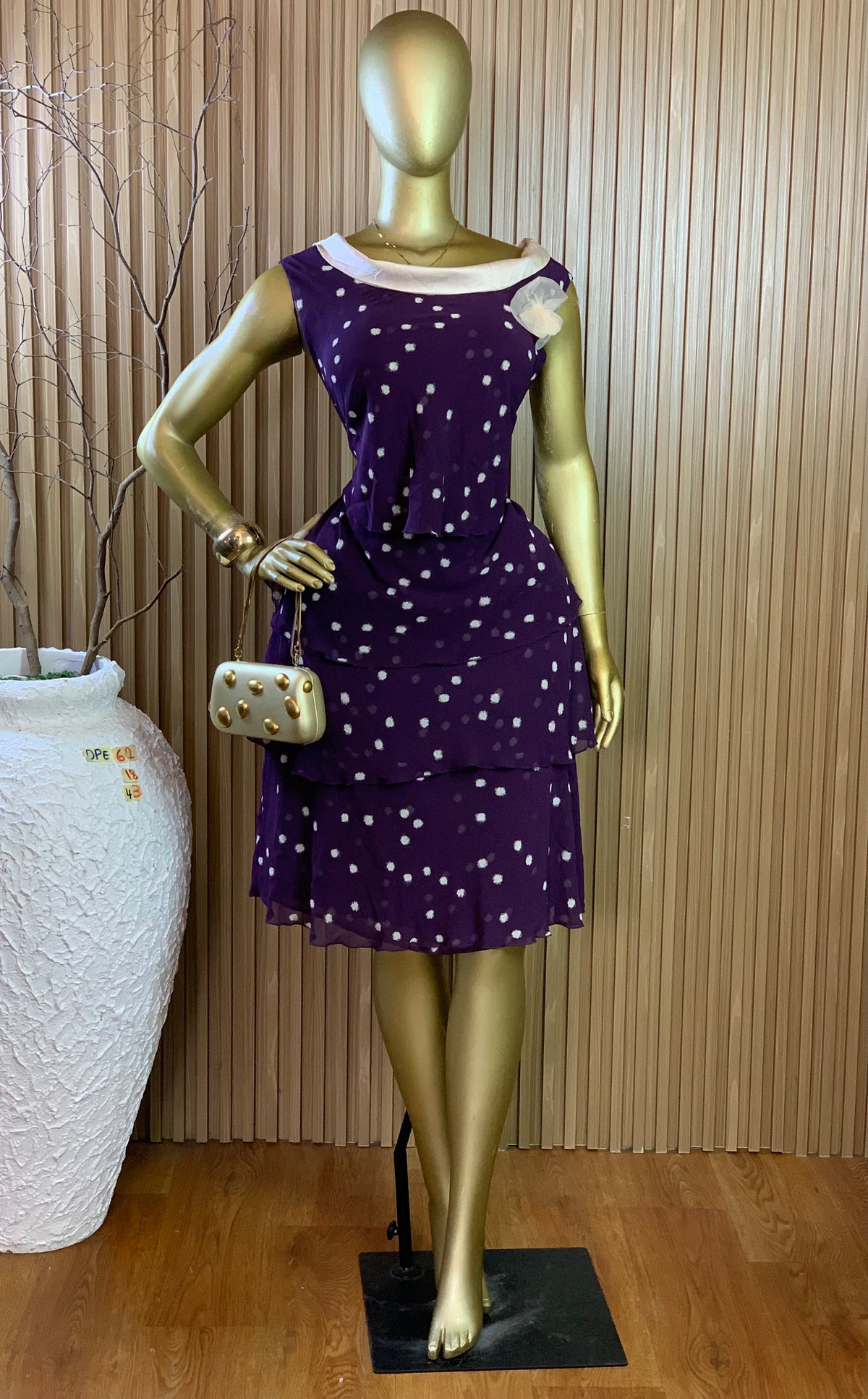 OPE62 SIZE18 Length43 polka dot dress