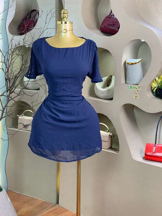 DESSY47 SIZE8 Length35 navy blue dress