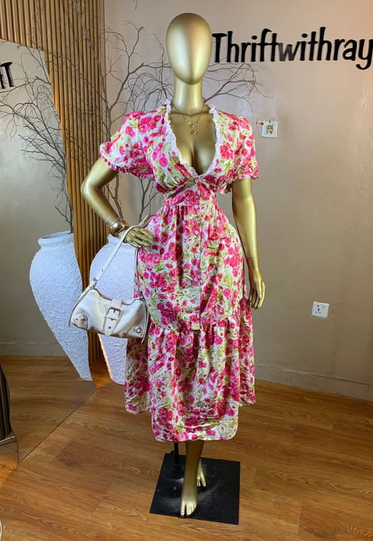 RINA9 SIZE22 Length54 floral dress