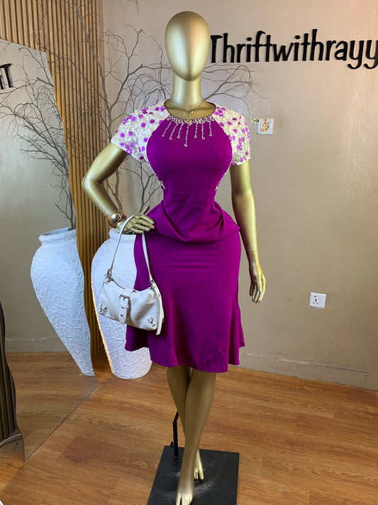 SADE18 SIZE12 Length47 purple corporate dress