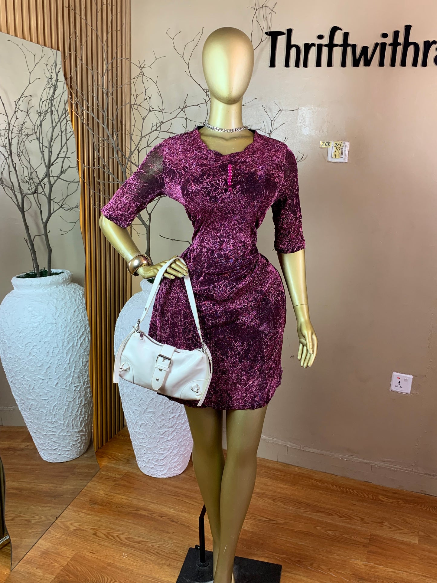 ZEE34 WINE DRESS SIZE14 Length41