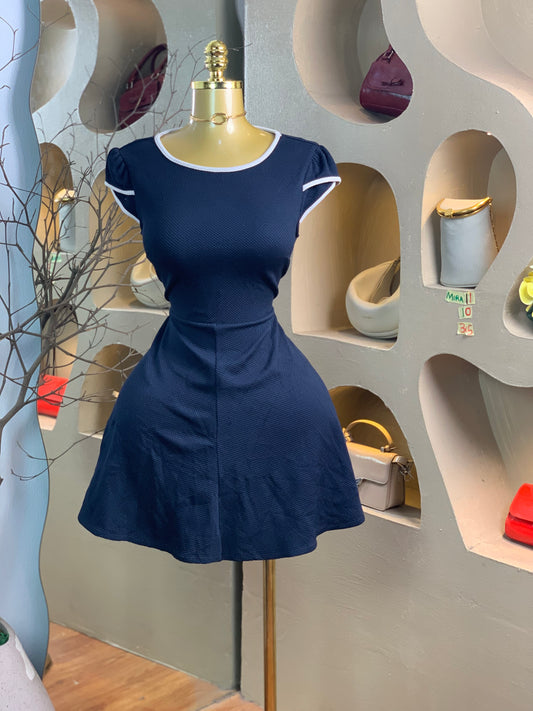 MIRA11 SIZE10 Length35 navy blue dress