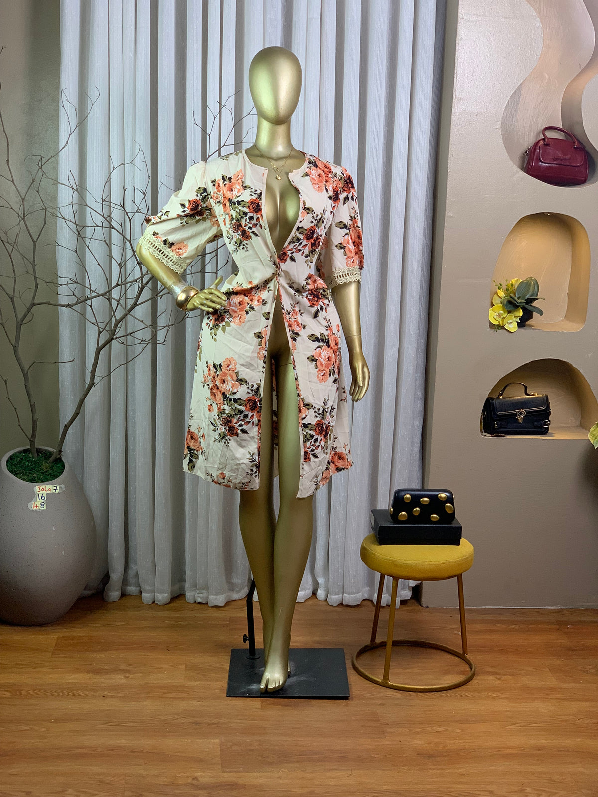 JOLA7 SIZE16 Length48 floral kimono