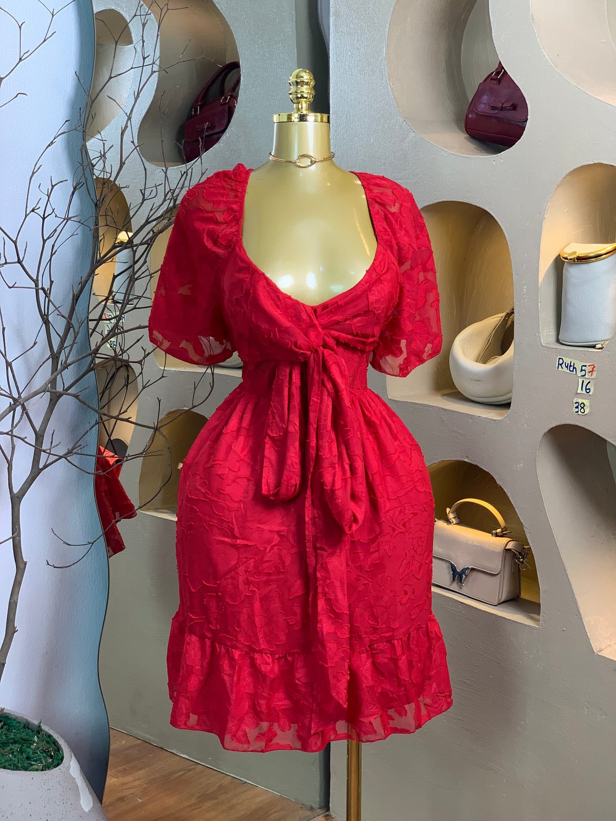 RUTH57 SIZE16 Red DRESS Length38