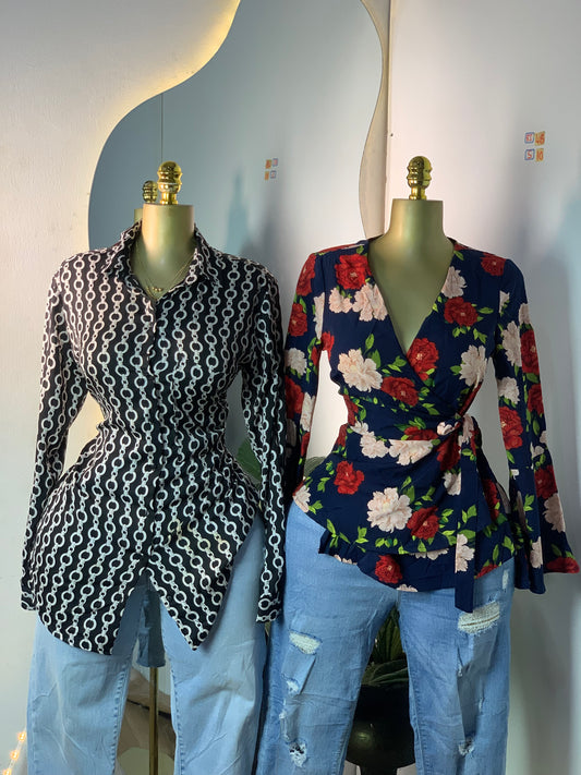 SIZE10 8I48B (Floral Wrap Top)