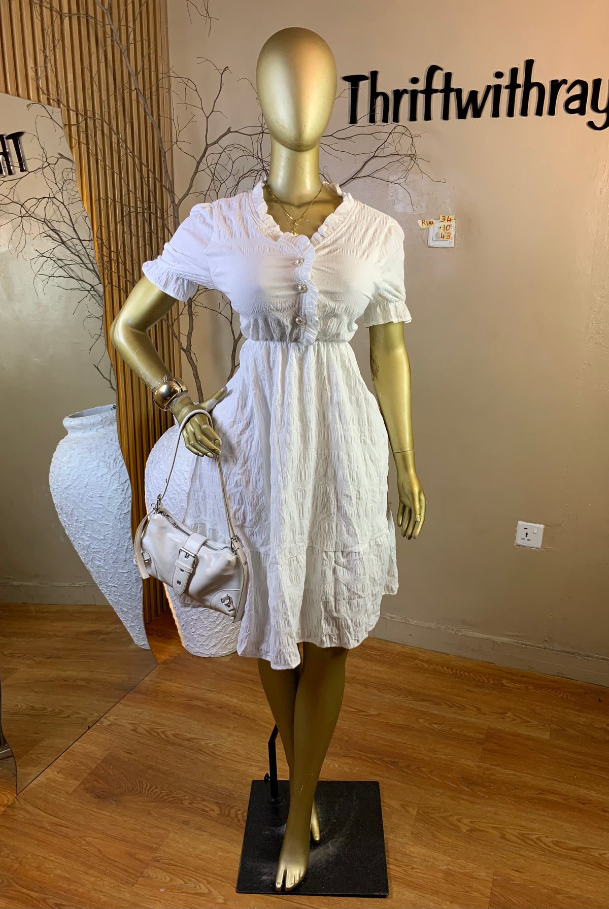 RINA34 SIZE10 Length43 white dress