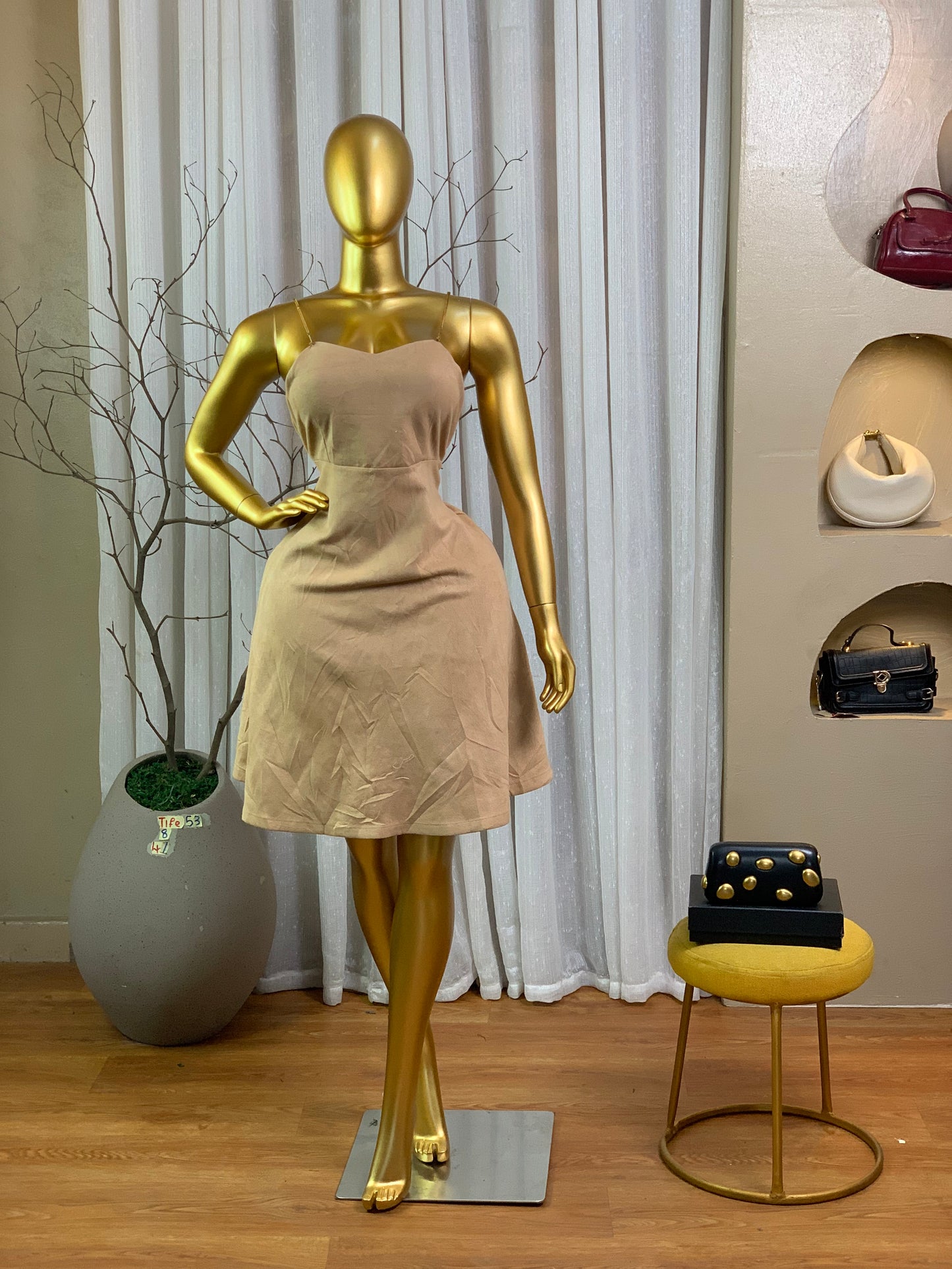 TIFE53 SIZE8 brown DRESS Length41