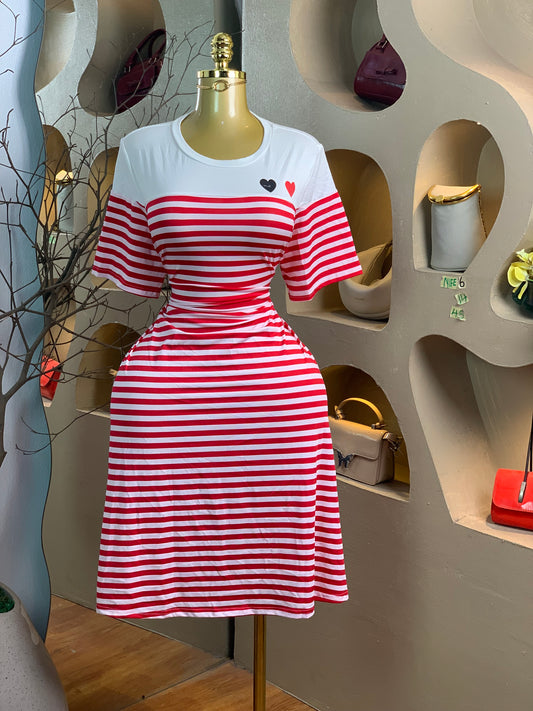 NIFE6 SIZE14 Length45 Pink&white dress