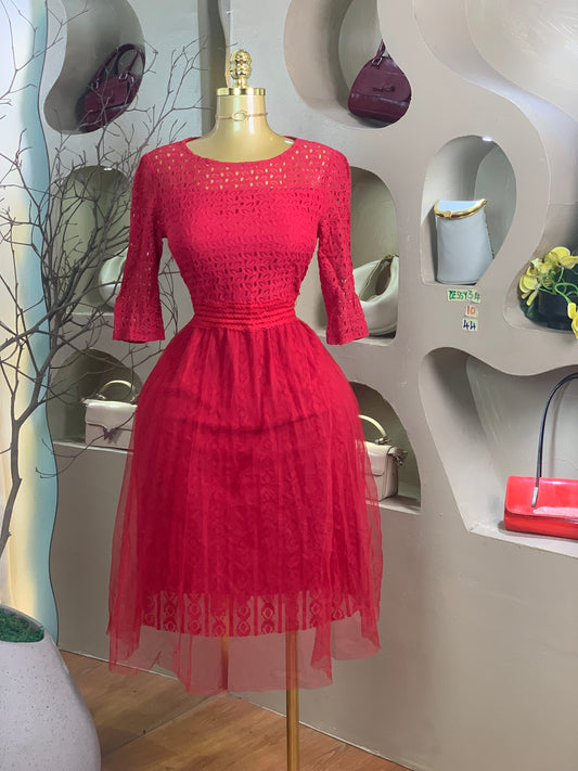 DESSY34 SIZE10 Length44 red dress