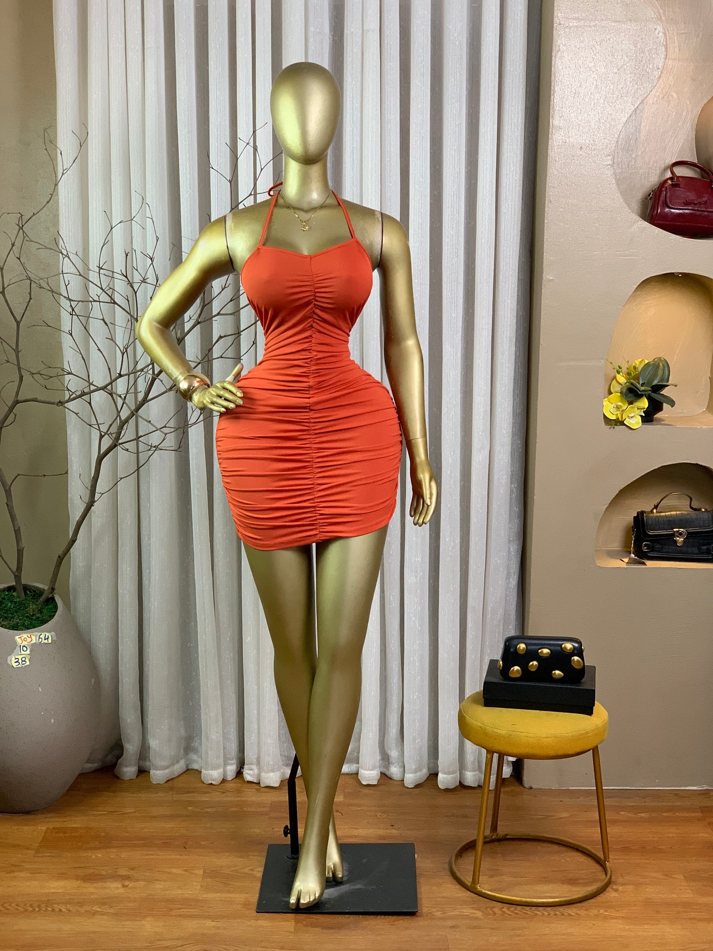 JOY64 SIZE10 burnt orange DRESS Length38