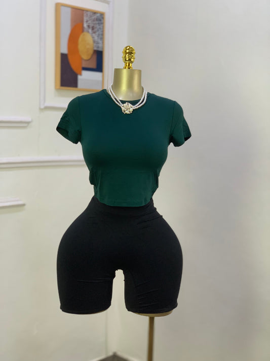 BRAND NEW CROP TOP (green) size 6-10