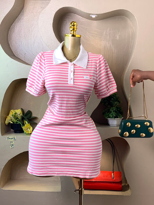 FAVE6 Pink&white DRESS SIZE10 Length45