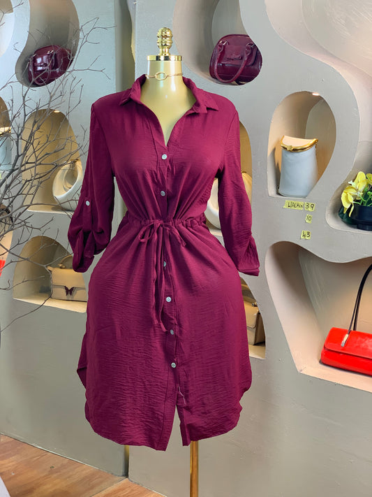 WALK-IN39 SIZE10 Length43 wine dress