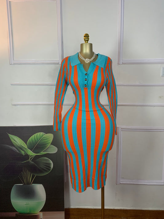 Blue and orange luxury dress