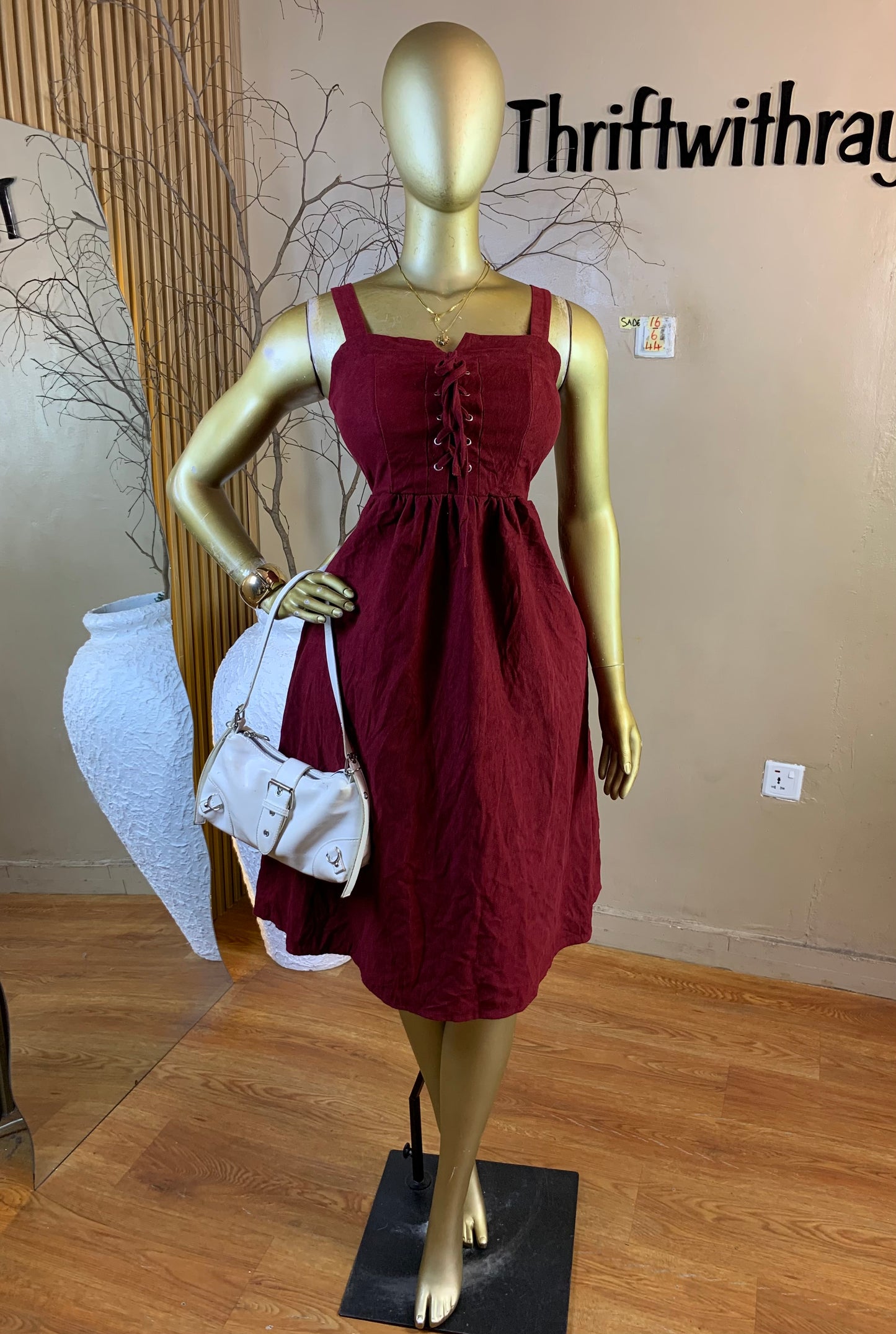 SADE16 SIZE6 Length44 burgundy dress