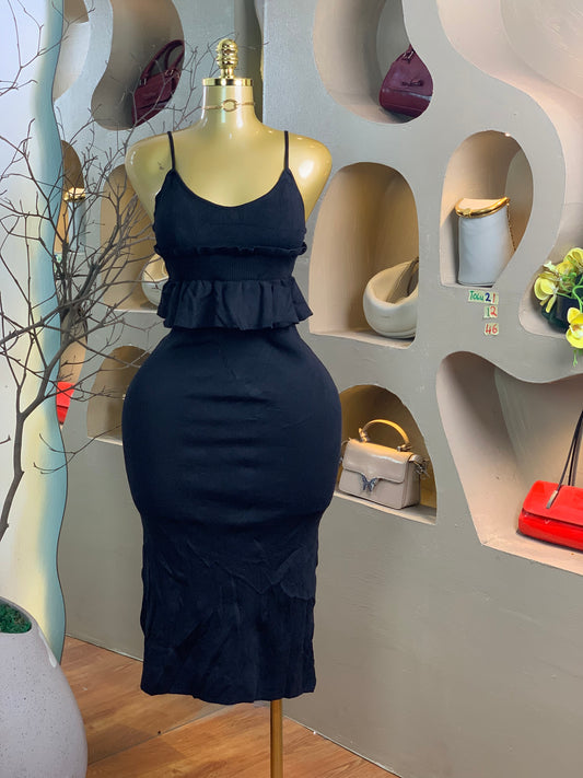 TOLU21 SIZE12 Length46 black dress