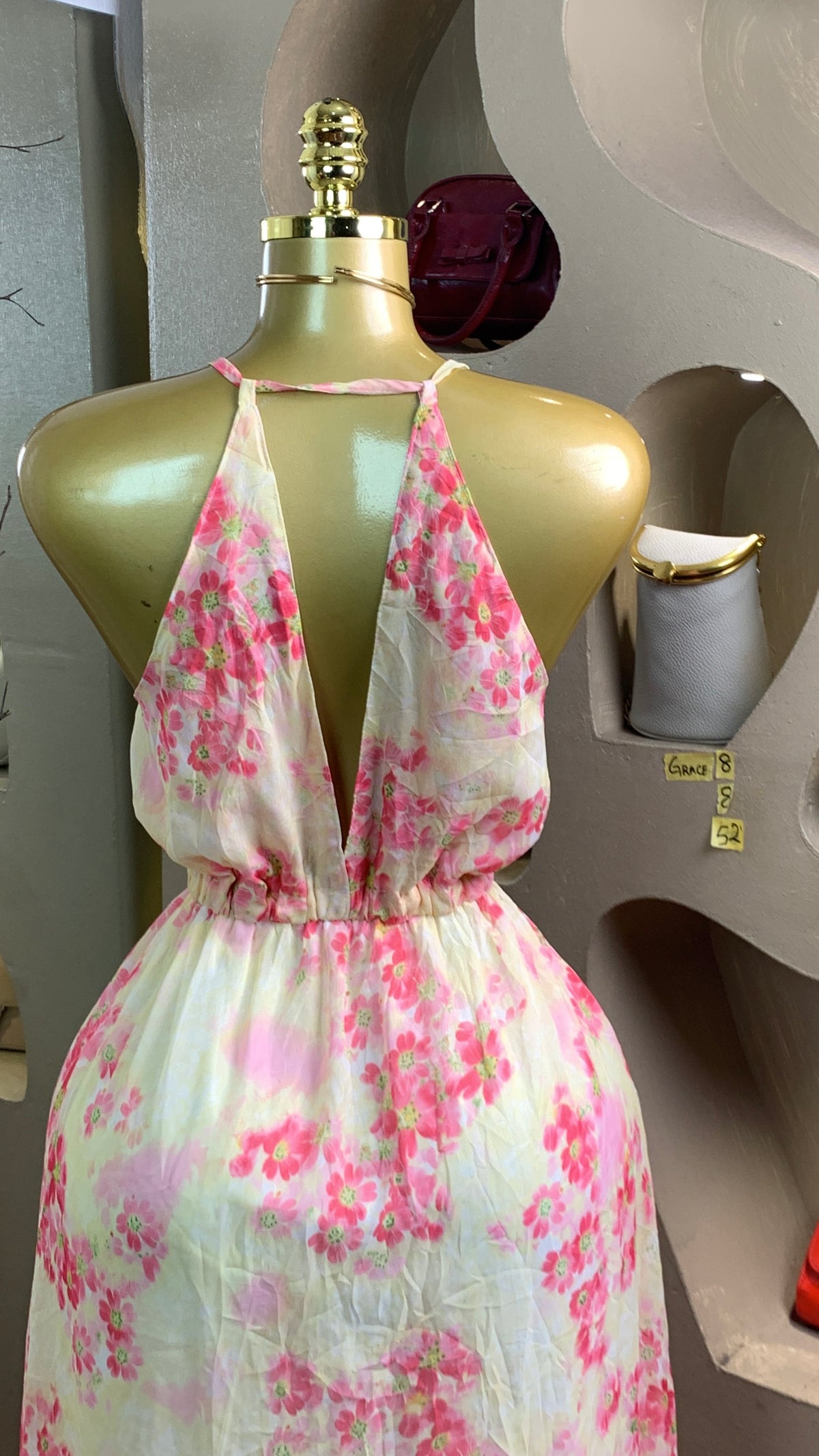 GRACE8 SIZE8 Length52 pink floral dress