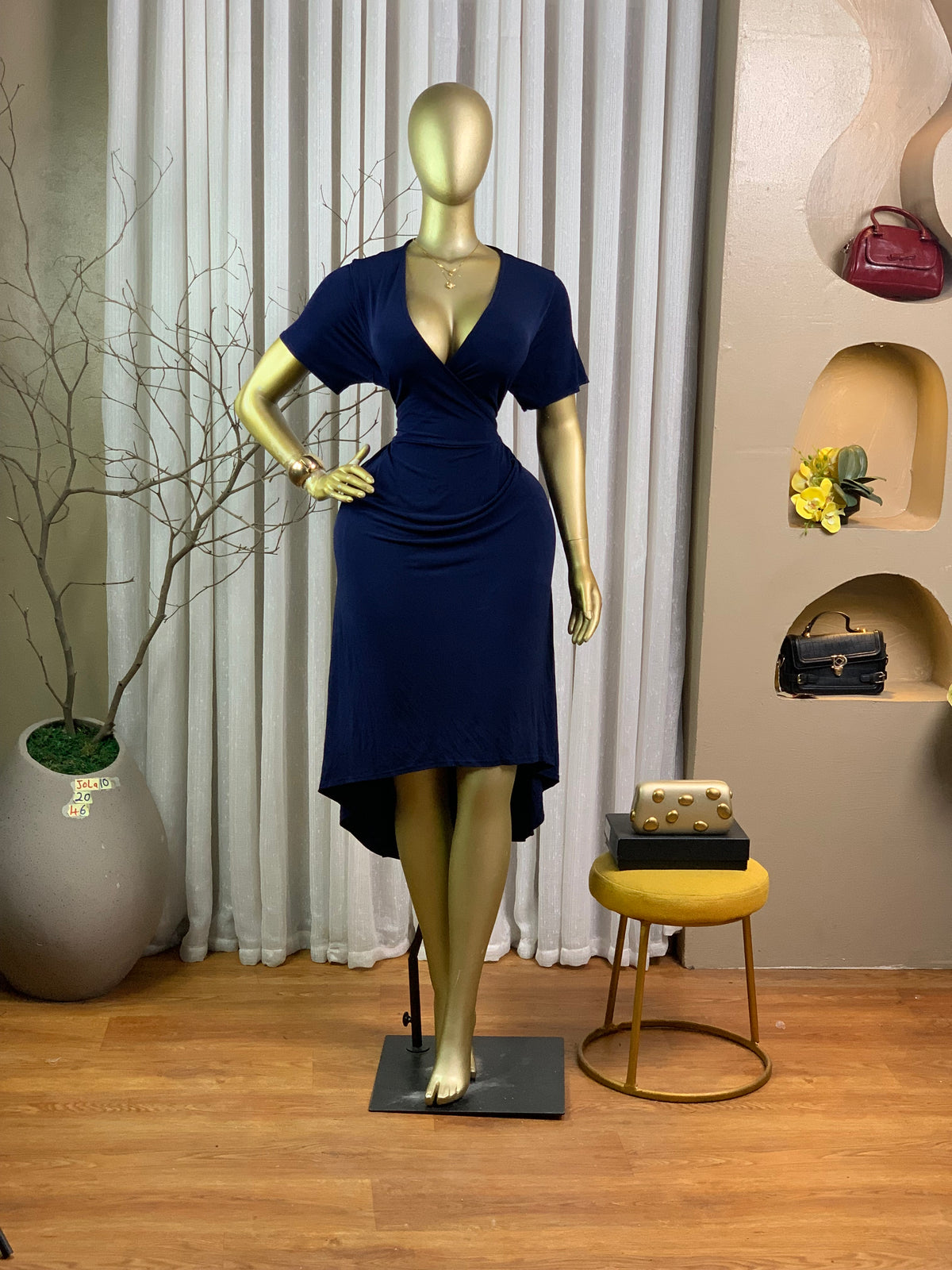 JOLA10 SIZE20 Length46 navy blue dress