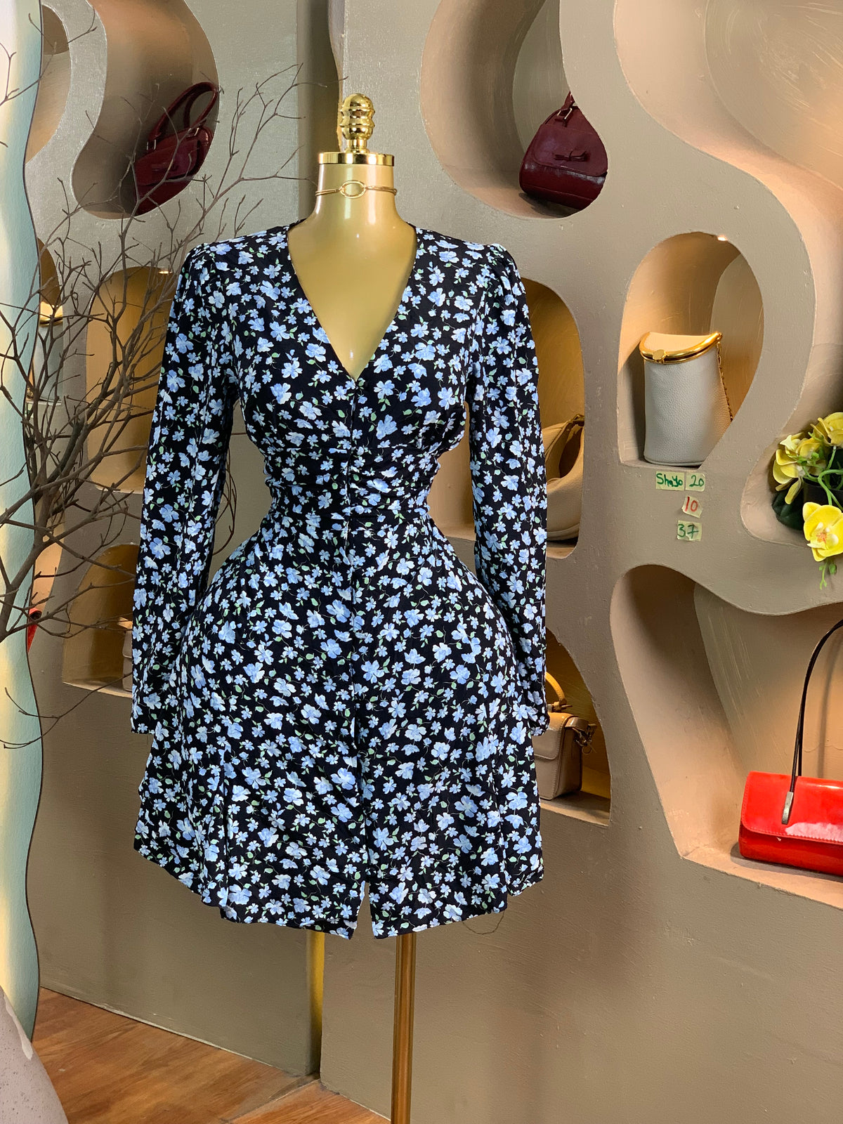 SHAYO20 SIZE10 Length27 bluefloral dress