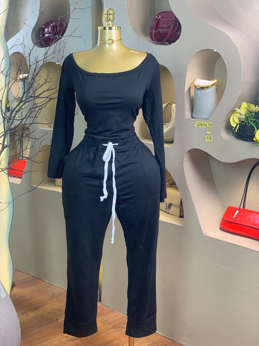WALK-IN50 SIZE12 Length58 black jumpsuit