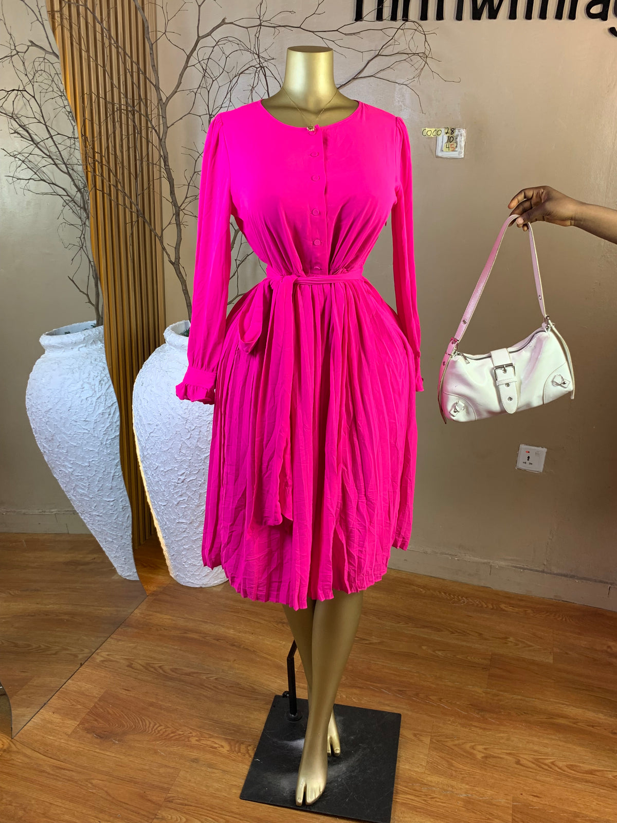 COCO28 SIZE10 Length45 Pink corporate dress