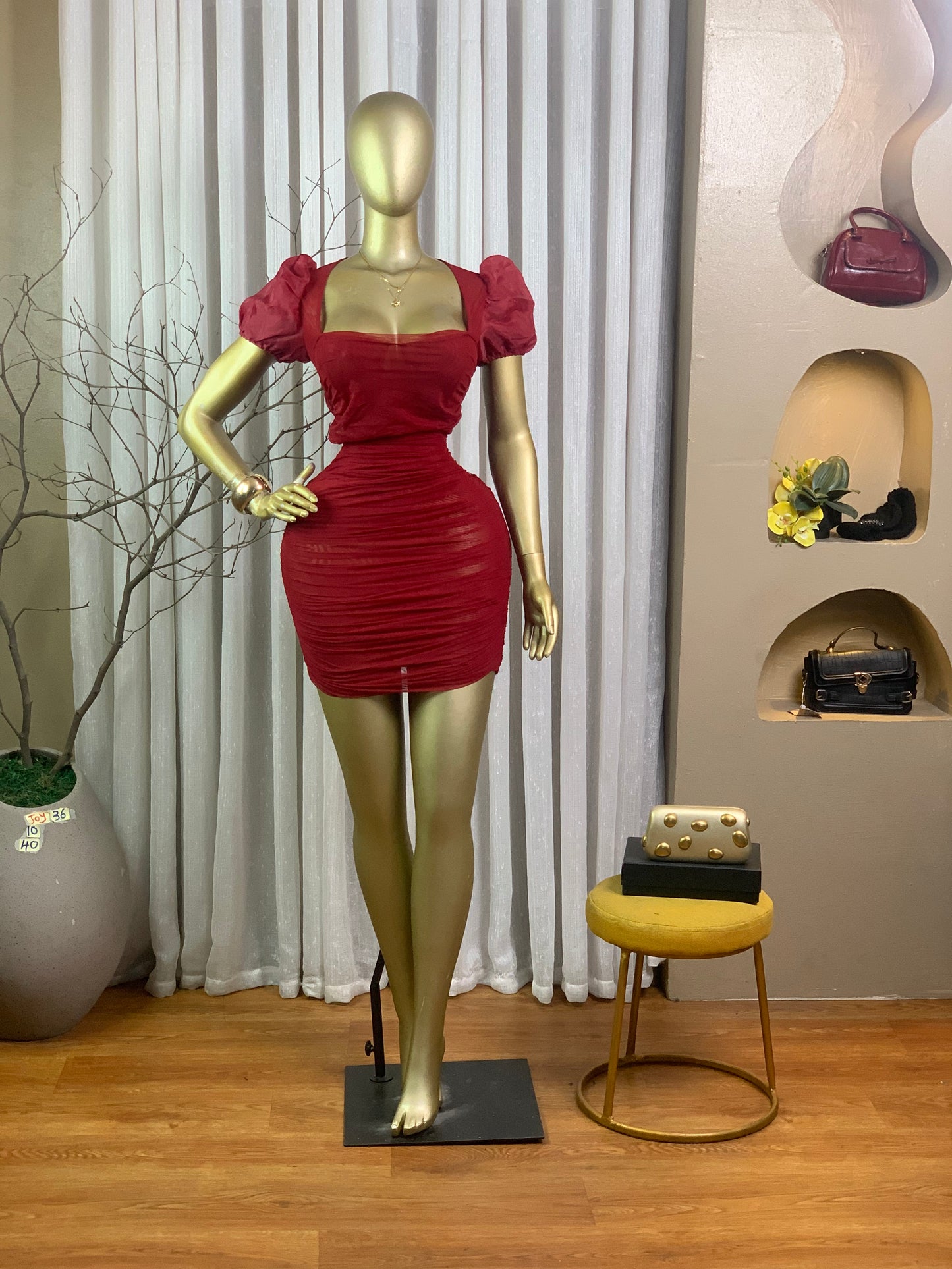JOY36 SIZE10 Length40 wine dress