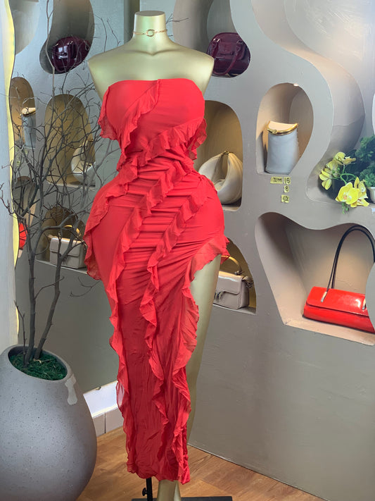 TEMMY15 SIZE8 Length52 red tube dress