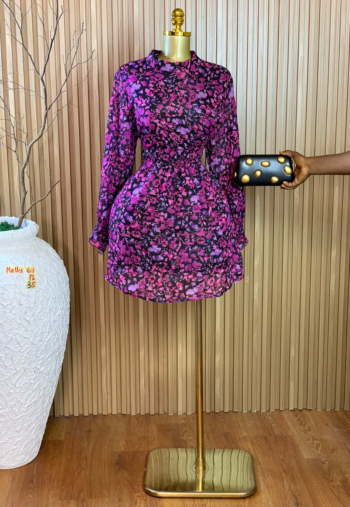 NELLY61 SIZE12 Length35 Purple floral dress
