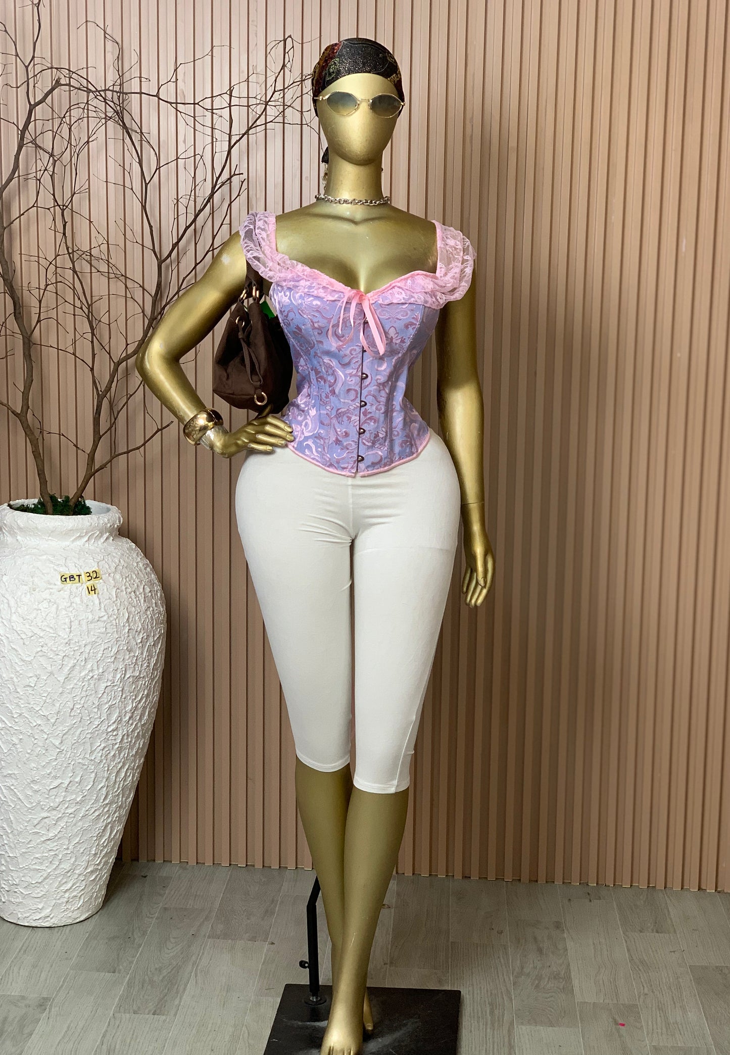 SIZE14 GLAMOUR CORSET32 PINK&BLUE