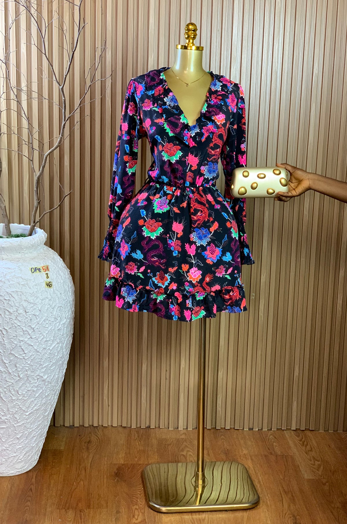OPE51 SIZE8 Length46 floral dress