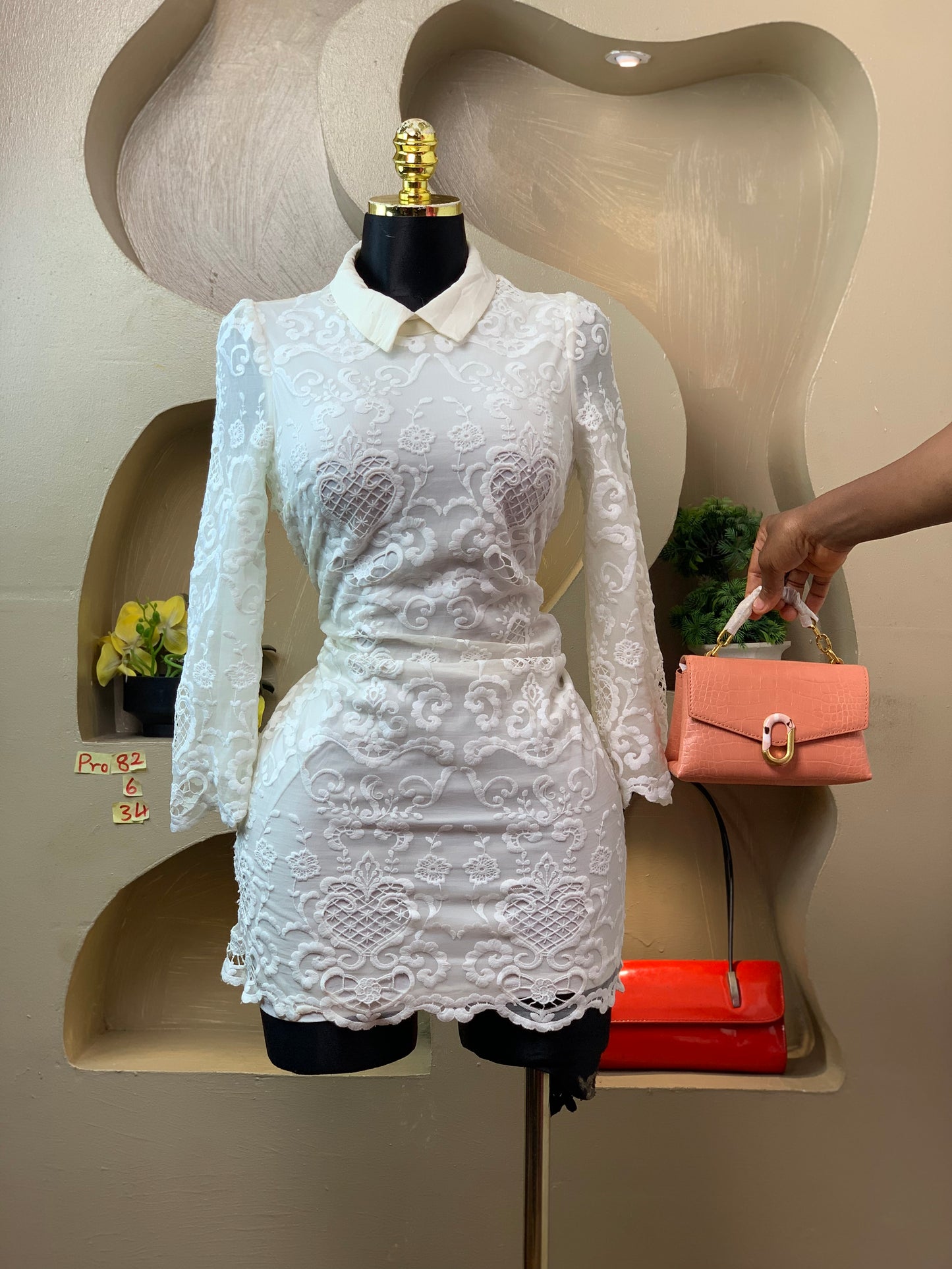 PRO82 SIZE6 White DRESS Length34