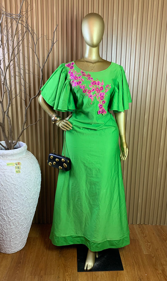 NINI68 SIZE18 Length60 Green Party dress Little stain