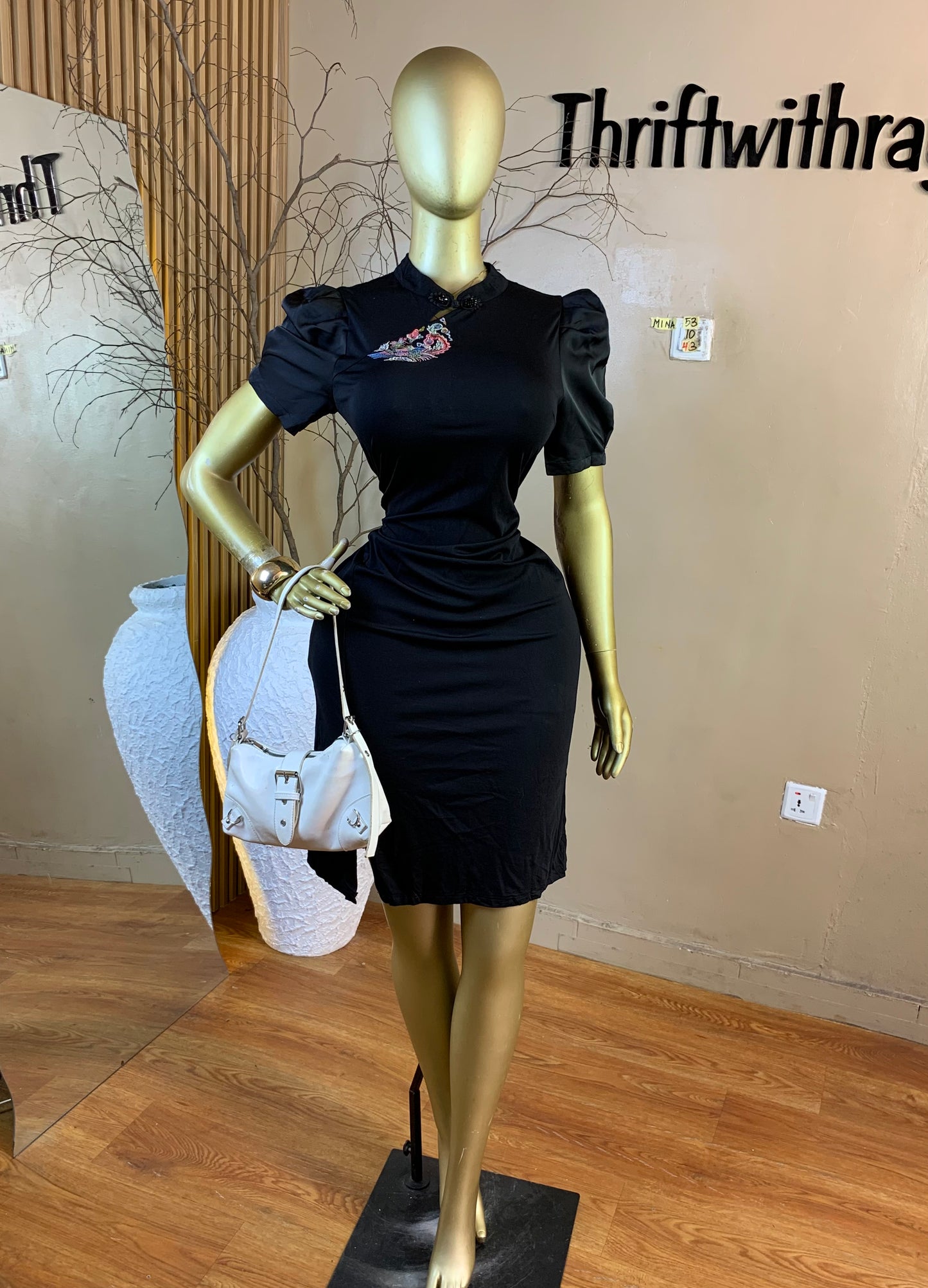 MINA53 SIZE10 Length43 black corporate dress