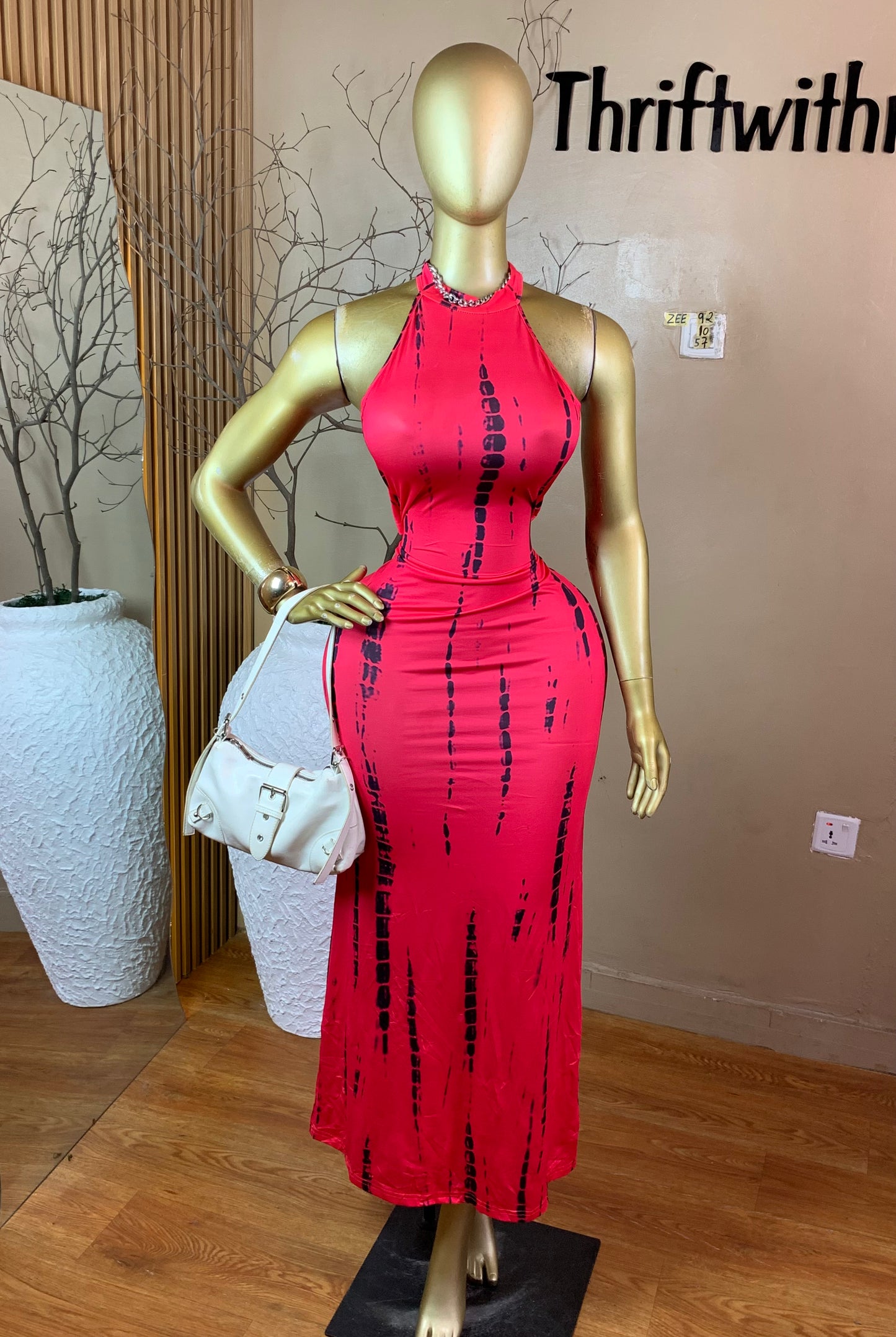 ZEE92 PINK&BLACK PARTY DRESS SIZE10 Length57