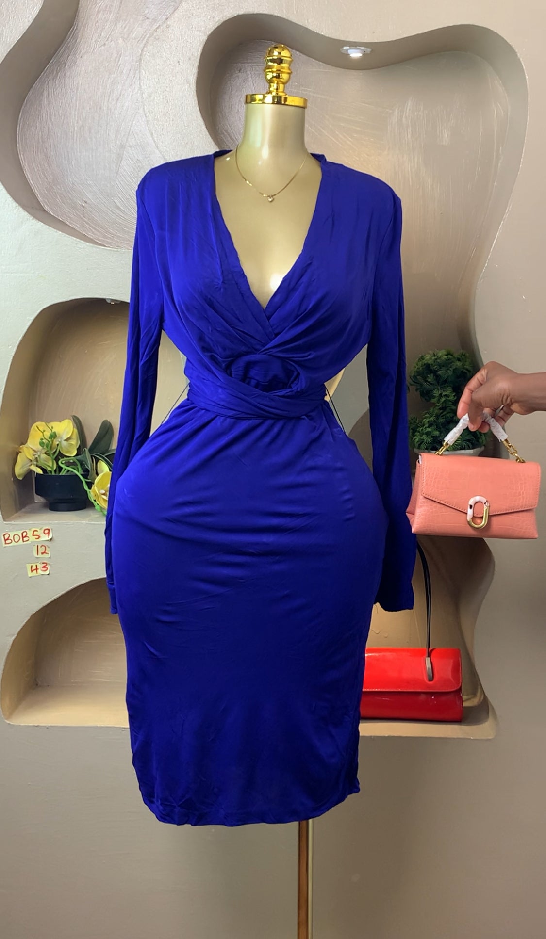 BOB59 SIZE12 Blue DRESS Length43