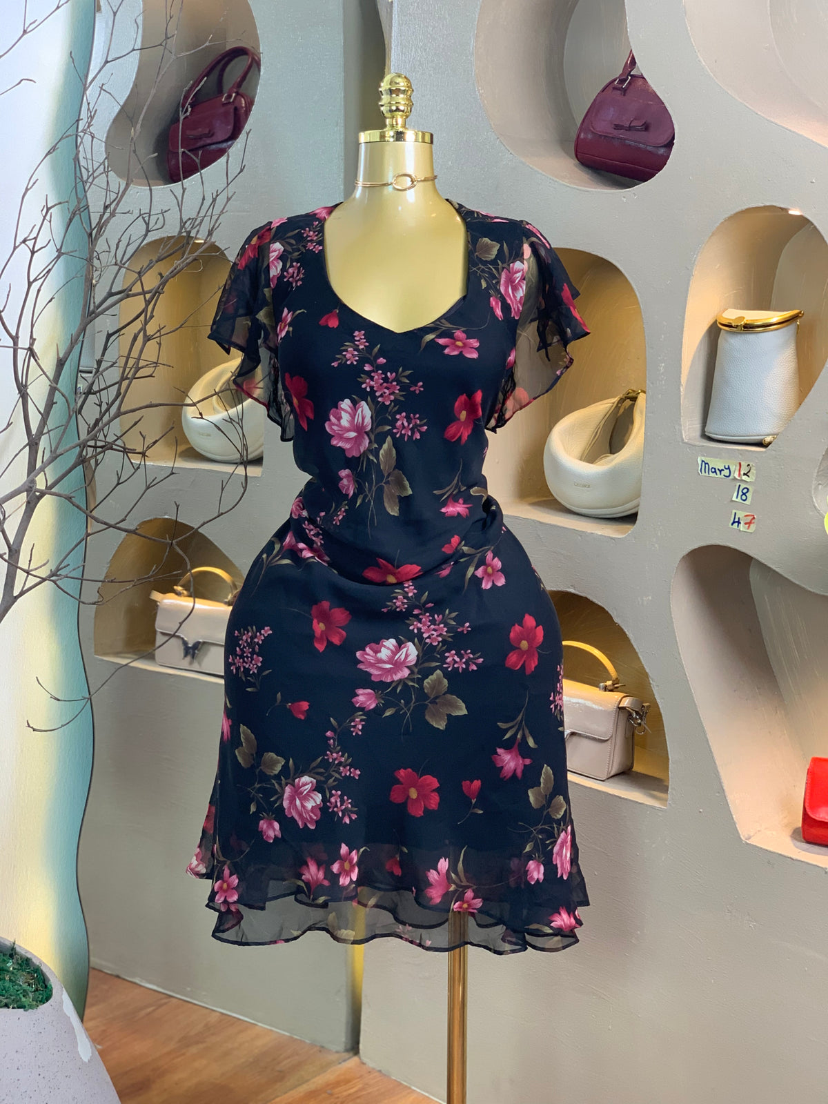 MARY12 SIZE8 Floral DRESS Length47