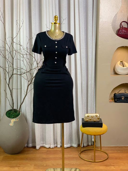 TITI58 SIZE8 Black DRESS Length45